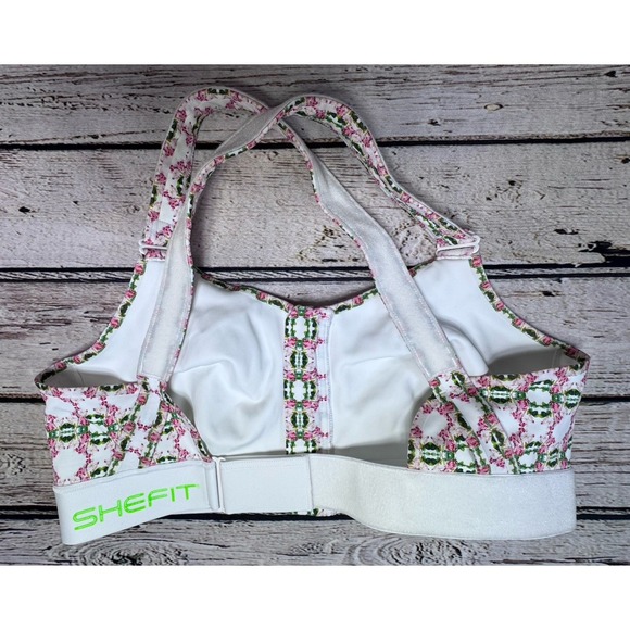 SHEFIT Flex Sports Bra 2Luxe 2X Floral Adjustable High Impact Front Zip New - Picture 2 of 3